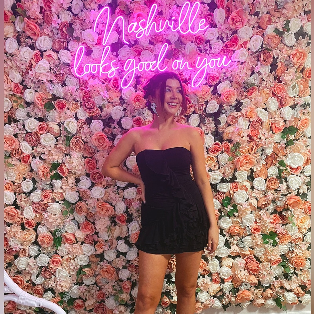 Black Y2K ruffle mini dress